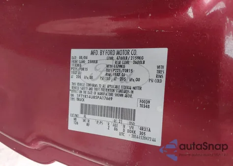 2005 Ford Ranger Edge/Stx/Xl/Xlt from USA, damaged, VIN 1FTYR14U85PA17669